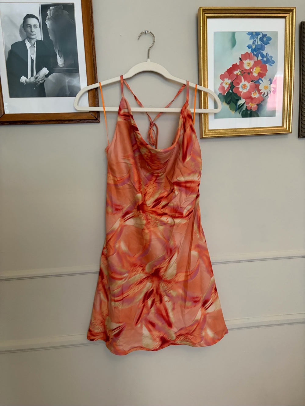NWT Women's Orange Printed Slip Dress